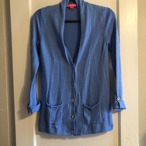 Lilly Pulitzer Woman Button Up Cotton Cardigan Sweater Blue